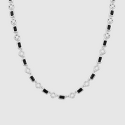Onyx Gemstone Clover Necklace (Silver)