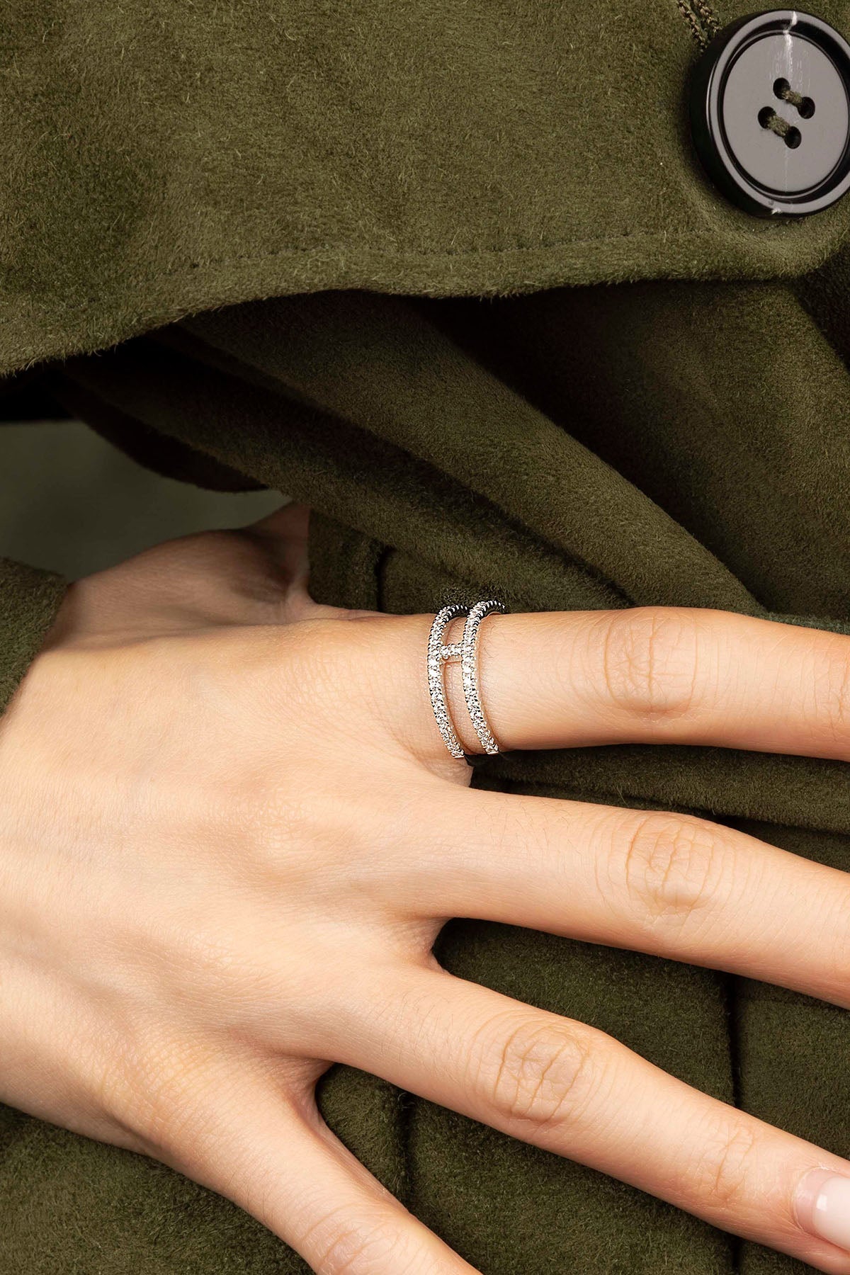Double Line Pavé Ring