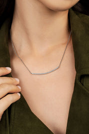 Adjustable Necklace with Paved Arched Pendant