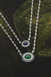 Bold Green and Blue Chain Necklace