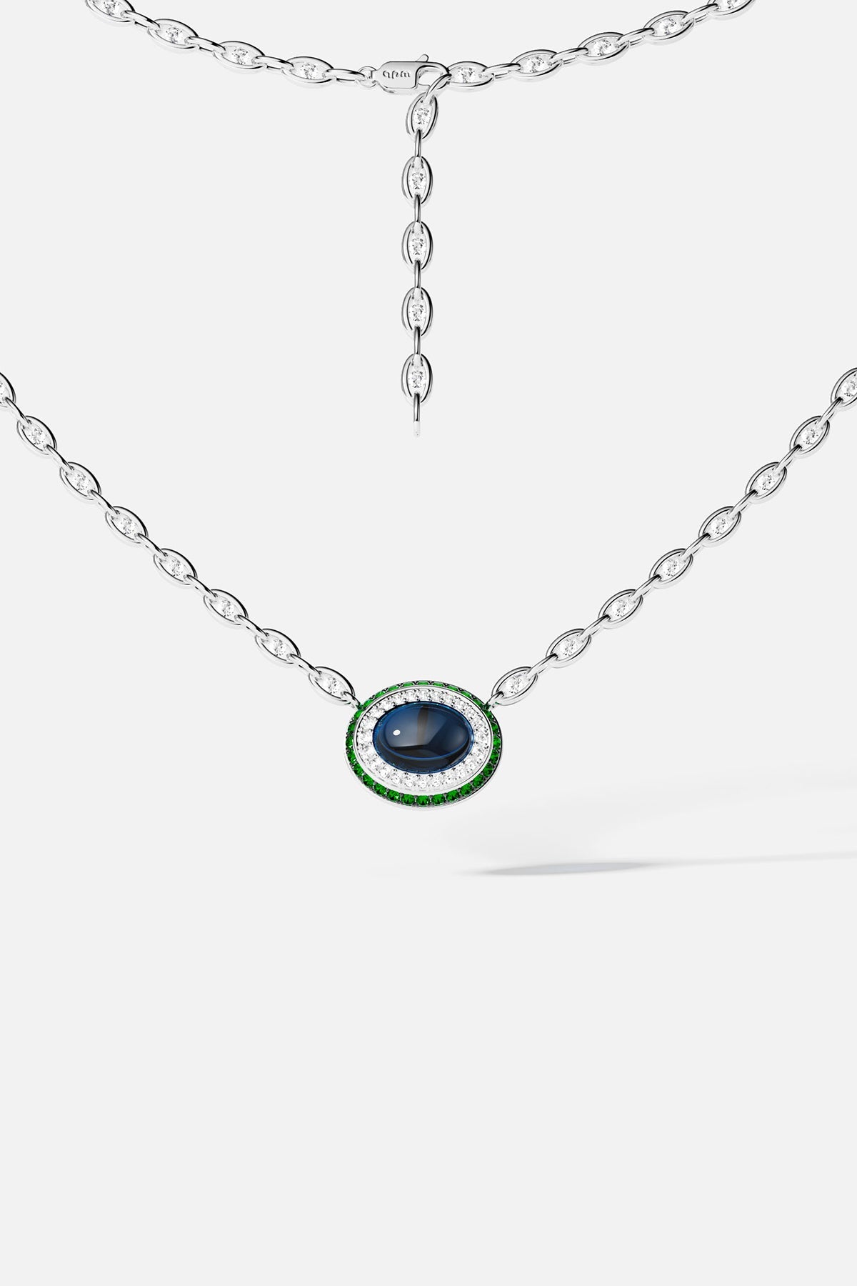 Bold Green and Blue Chain Necklace