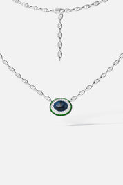 Bold Green and Blue Chain Necklace