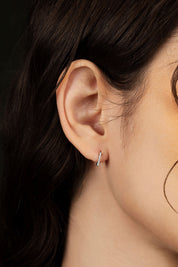 Small 6 mm Paved Hoop Earrings