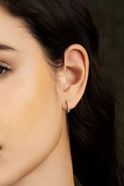 Small 8.5 mm Paved Hoop Earrings