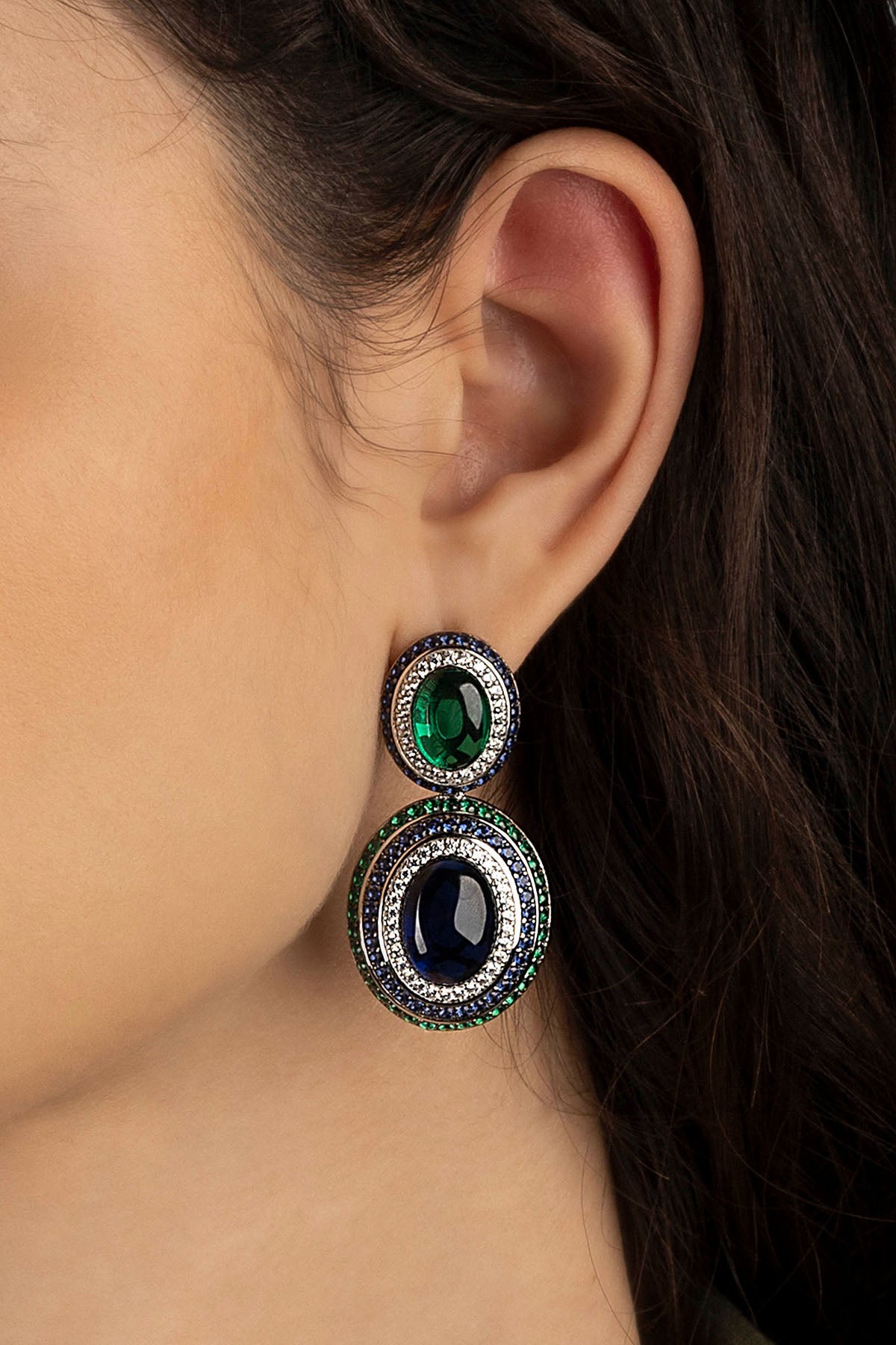 Bold Green and Blue Earrings