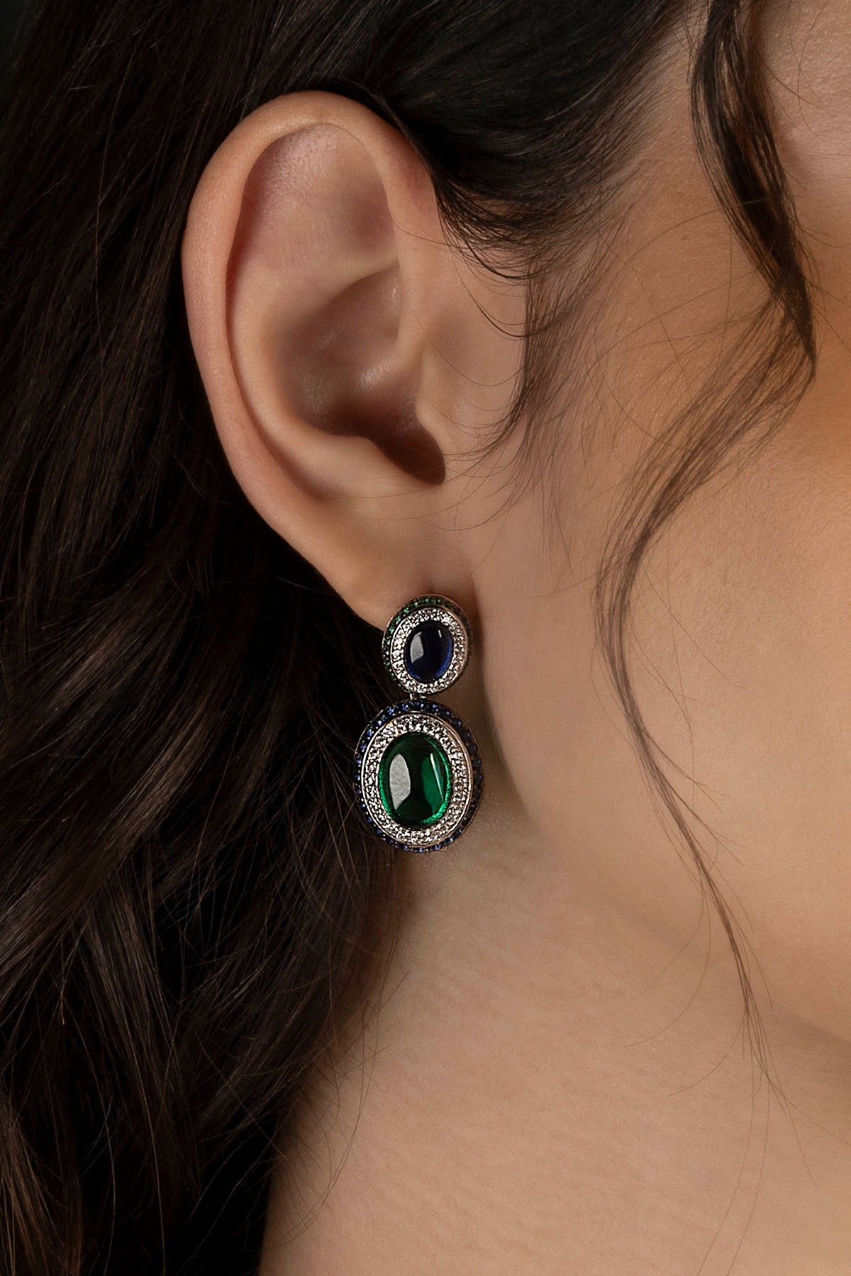 Bold Green and Blue Earrings