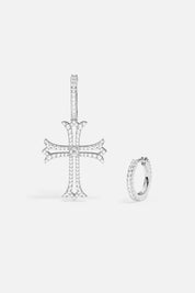 Statement Cross Asymmetric Hoop Earrings