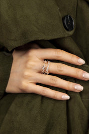 Triple ring with sliding hoops