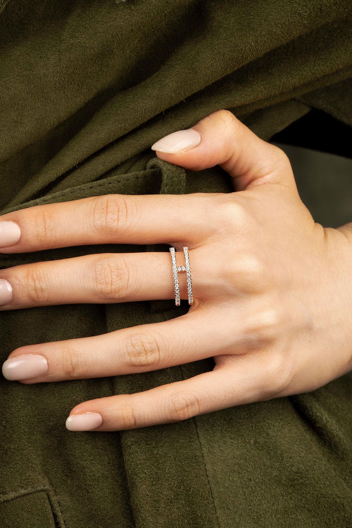 Double Line Pavé Ring