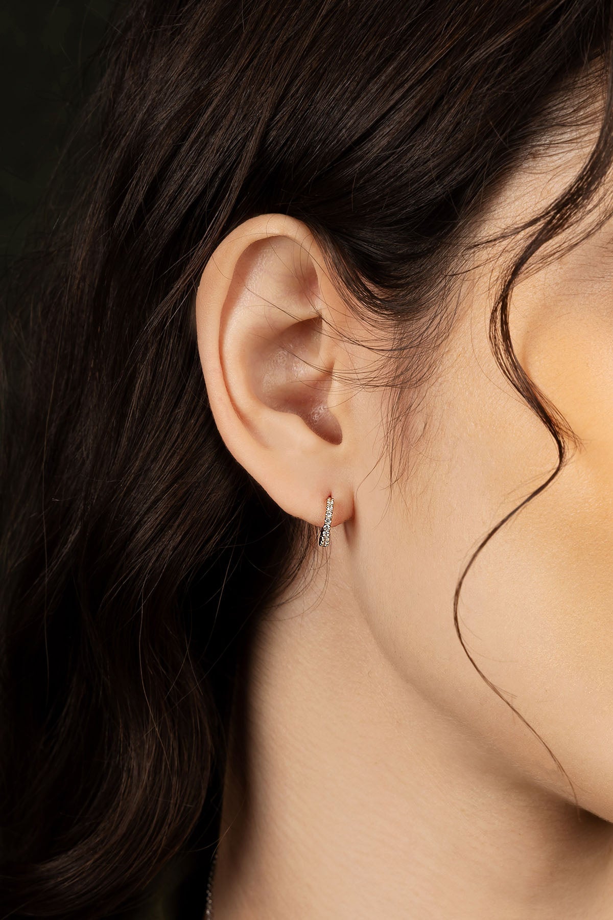 Pavé Gold Huggie Earrings